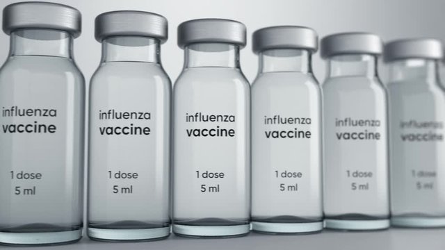Vaccine injection bottle. Medicine hospital equipment & drug vial. Seamless looped video