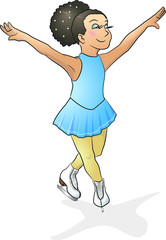 Young girl figure ice skating. Vector illustration layered for easy editing