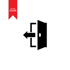 Exit icon mark. Vector illustration. Flat design style on white background.  M