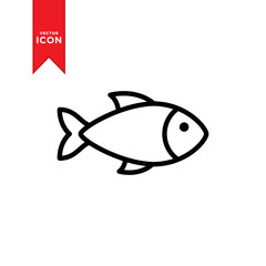 Fish icon vector. Simple design on white background.