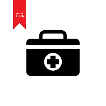 First aid kit icon vector. Medical bag for health symbol. Simple design on white background.