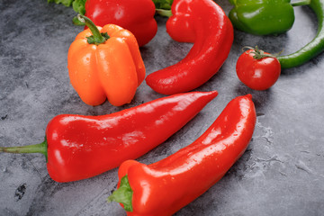 Red hot chili peppers with tomatoes.