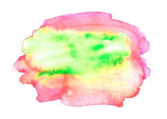 Abstract watercolor aquarelle hand drawn blot colorful blue red pink green yellow orange purple paint splatter stain spot