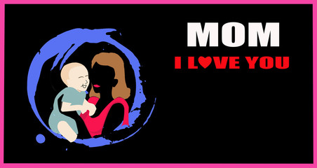 Greeting card design for Mother's Day.I love you mom