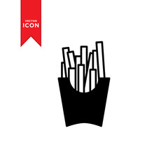 French Fries icon vector. Fast food french fries icon on white background. Simple design for web.