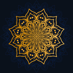 luxury decoration of mandala flowers with shiny gold color. yoga template. relax, islamic, arabesques, indian, turkey.