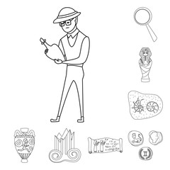 Vector illustration of story and research sign. Set of story and discovery stock symbol for web.