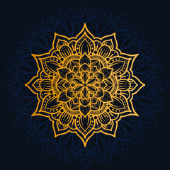 luxury decoration of mandala flowers with shiny gold color. yoga template. relax, islamic, arabesques, indian, turkey.