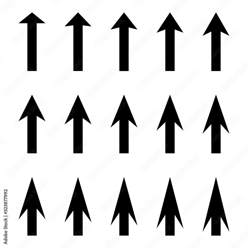 Poster set arrows to guide the pointer vector arrow cursor with different angle of sharpness