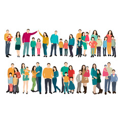 Fototapeta na wymiar vector, isolated, set of group of people, family