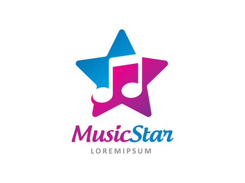 Music star logo template design, icon, symbol