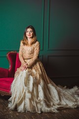 Pretty evening elegant dress.Concept of fashionable cloth and clothes