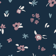 Trendy abstract pattern with Scandi flowers. Vector vintage pattern on the theme of Women's day. Can be used for fabric, textile, clothing, wallpapers, prints, cards and posters. Vector background
