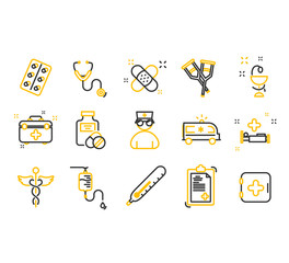 Line icons set of hospital