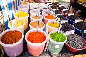 Oriental spicy seasonings Spice Indian bazaar Anjuna Market Goa