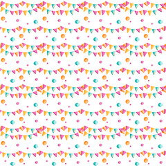 Digital art cute bright birthday seamless pattern with check boxes on a white background. Print for wrapping paper, cards, banners, web design, fabrics, packaging, gift bags and boxes.