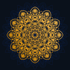 luxury decoration of mandala flowers with shiny gold color. yoga template. relax, islamic, arabesques, indian, turkey.