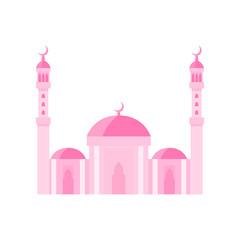 Mosque building pink color vector illustration. Vector illustration on white background