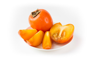 Persimmon fruit isolated on white background.