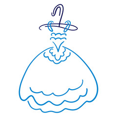 puffy blue dress on a hanger, abstract pattern