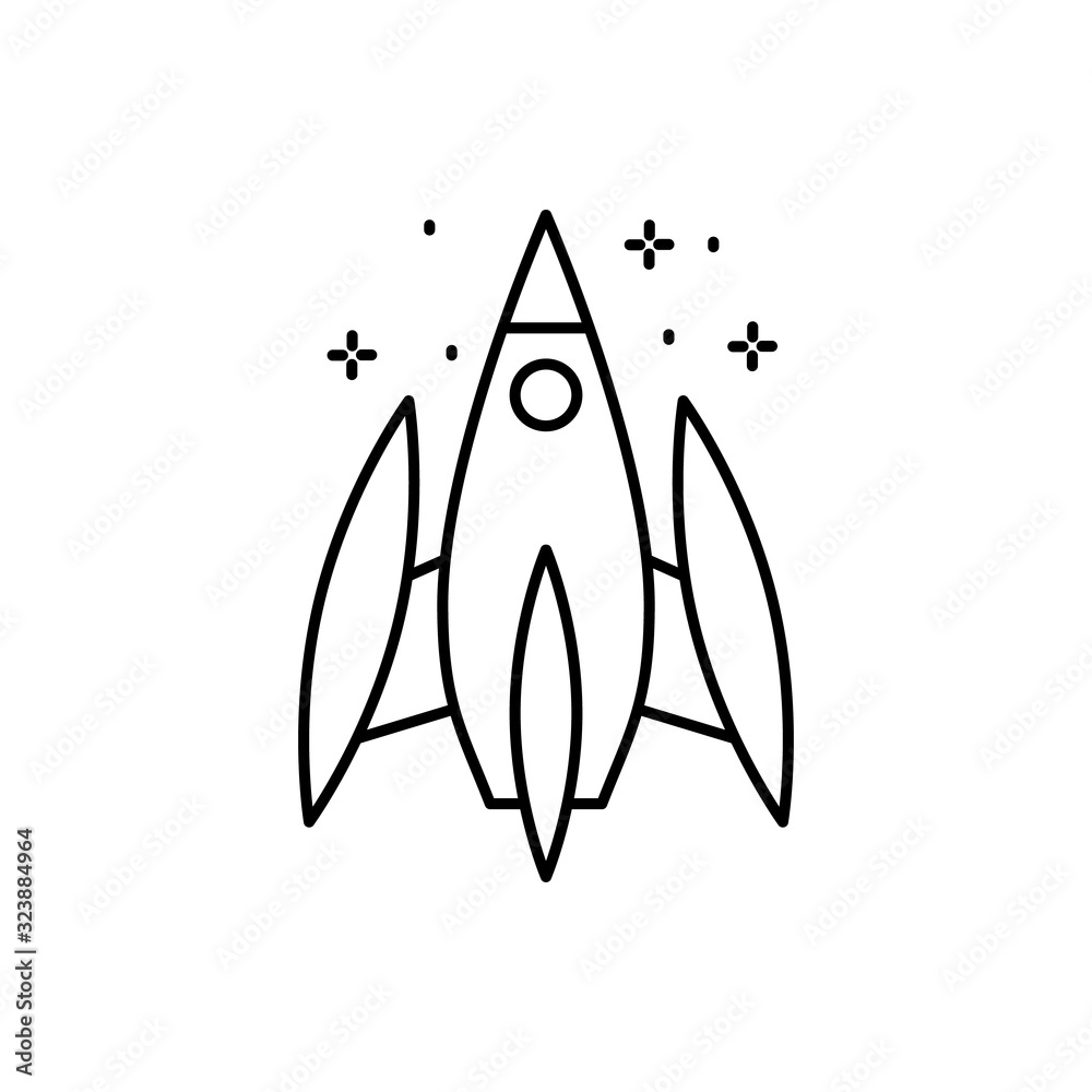 Poster spaceship icon. simple line, outline vector of rocket icons for ui and ux, website or mobile applica