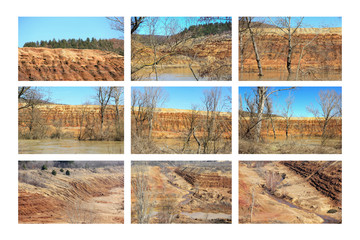 Collage, The old tailings Trepca's in Zvecan, Canyon in Kosovo