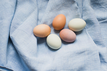eggs on linen napkin table