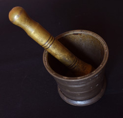 Indian Brass Mortar and Pestle Set also called as Hamandista d  By dkroy