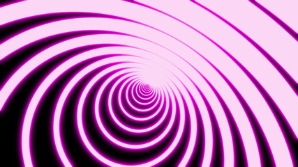 abstract circle tunnel composed of bright lime-yellow neon light lines. Black background futuristic neon tunnel. 3d rendering animation art concept in 4K