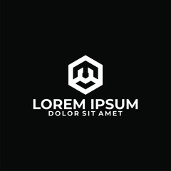 Initial letter MV logo template with 3d cube hexagonal symbol in flat design monogram illustration