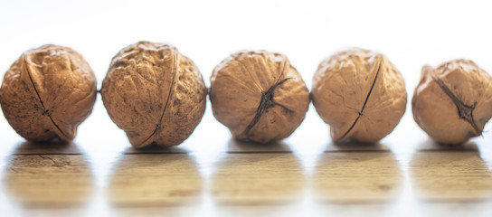 walnuts in the shell close up.