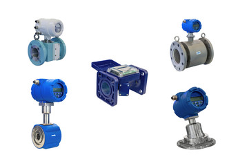 modern digital gas flow meters isolated on white background