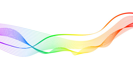 Wave of the many colored lines. Abstract wavy stripes on a white background isolated. Creative line art.