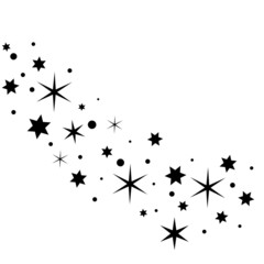 Stars on a white background. Black star shooting with an elegant star.Meteoroid, comet, asteroid, stars
