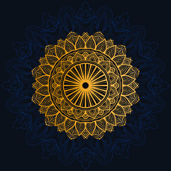 luxury decoration of mandala flowers with shiny gold color. yoga template. relax, islamic, arabesques, indian, turkey.
