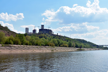 Fototapeta na wymiar new residential area on the river Bank. Nizhny Novgorod, Russia