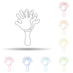 Fan clapper hands in multi color style icon. Simple thin line, outline vector of russian fan atributs icons for ui and ux, website or mobile application
