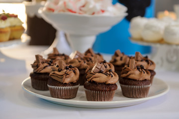 Close up photo of tasty cupcakes