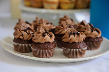 Close up photo of tasty cupcakes