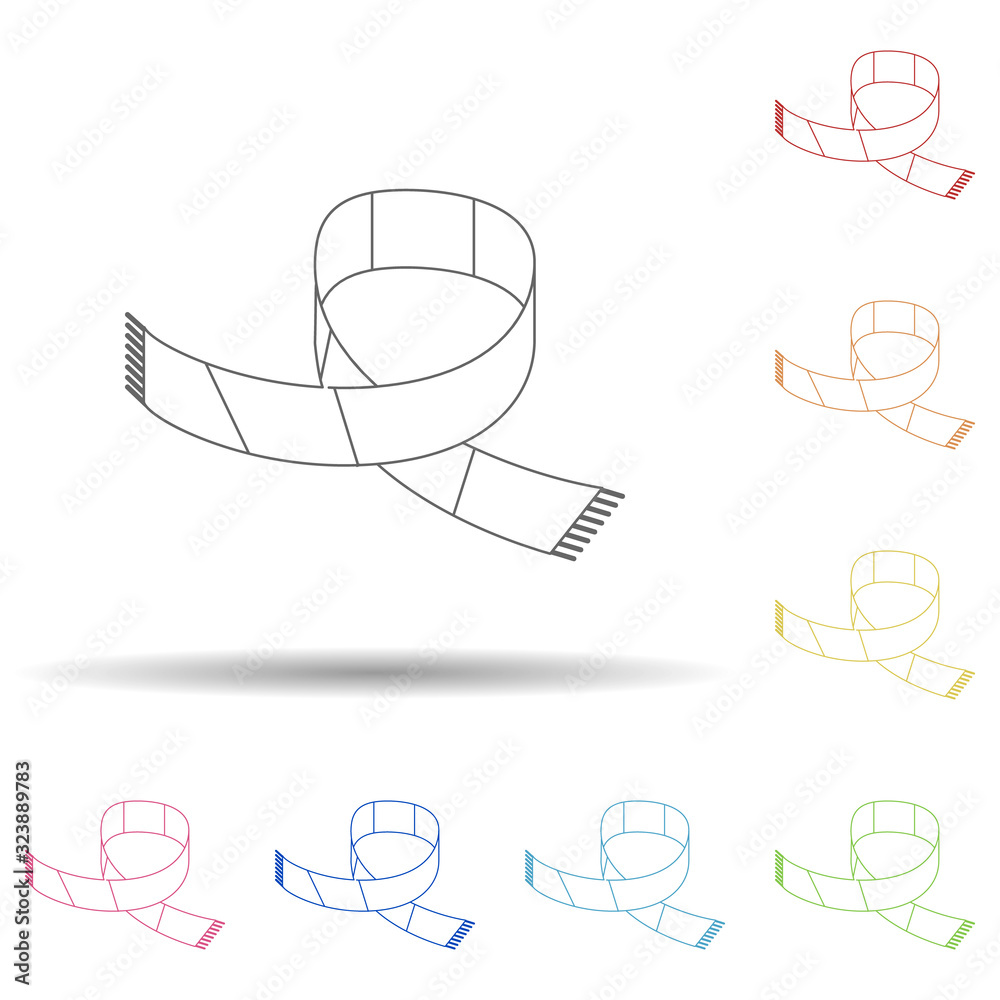 Poster fan scarf in multi color style icon. simple thin line, outline vector of russian fan atributs icons 