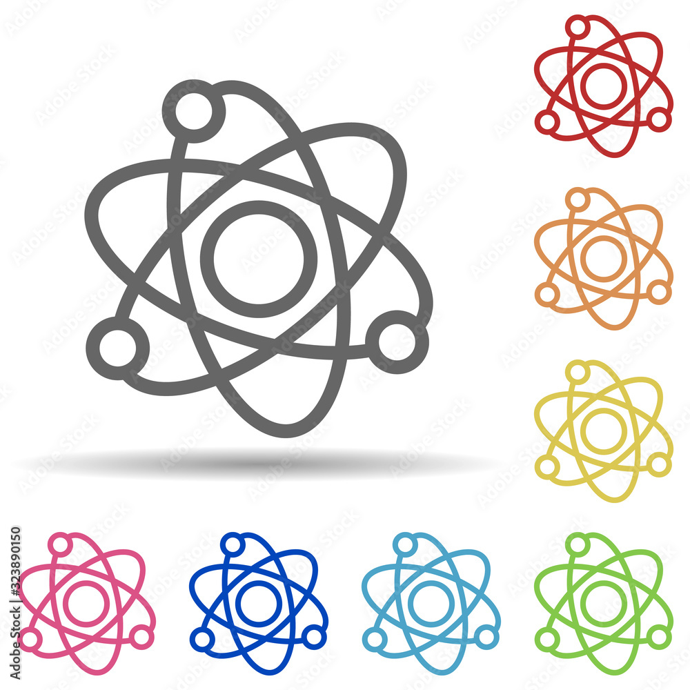 Aufkleber atoms in multi color style icon. simple thin line, outline vector of science icons for ui and ux, we