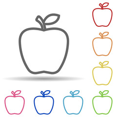 An apple in multi color style icon. Simple thin line, outline vector of science icons for ui and ux, website or mobile application