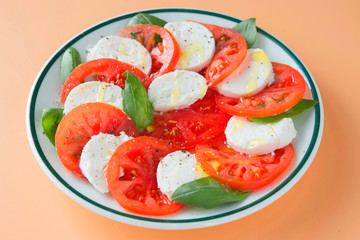 Caprese salad in brown background