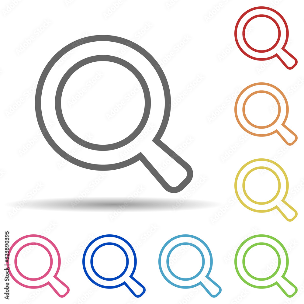 Aufkleber magnifier in multi color style icon. simple thin line, outline vector of science icons for ui and ux