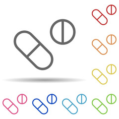 Pills in multi color style icon. Simple thin line, outline vector of science icons for ui and ux, website or mobile application