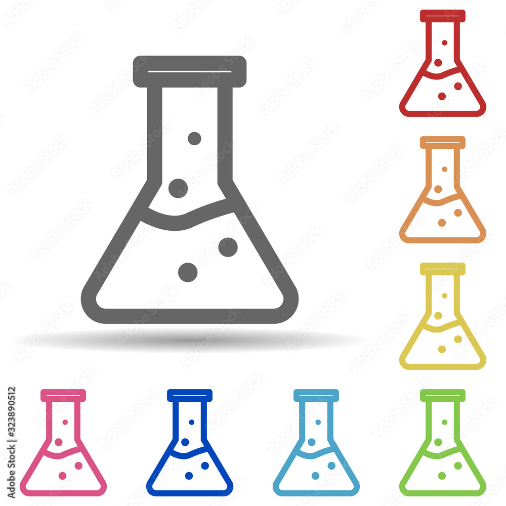 Aufkleber flask in multi color style icon. simple thin line, outline vector of science icons for ui and ux, we