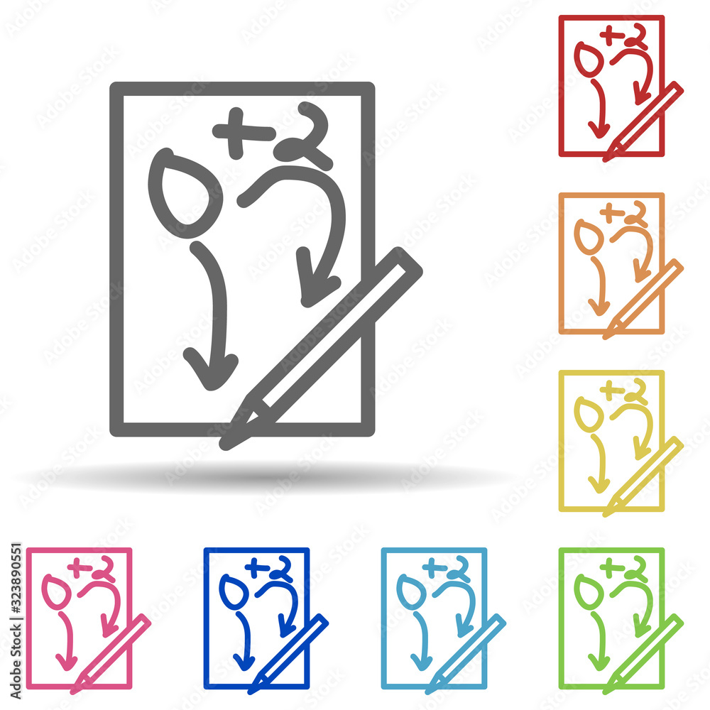 Poster problem solving on paper in multi color style icon. simple thin line, outline vector of science icon