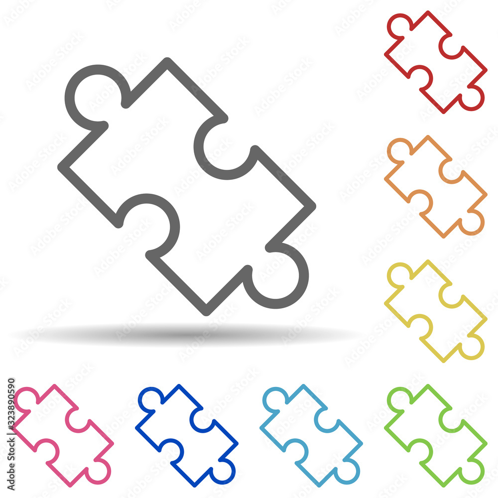 Poster puzzle in multi color style icon. simple thin line, outline vector of science icons for ui and ux, w