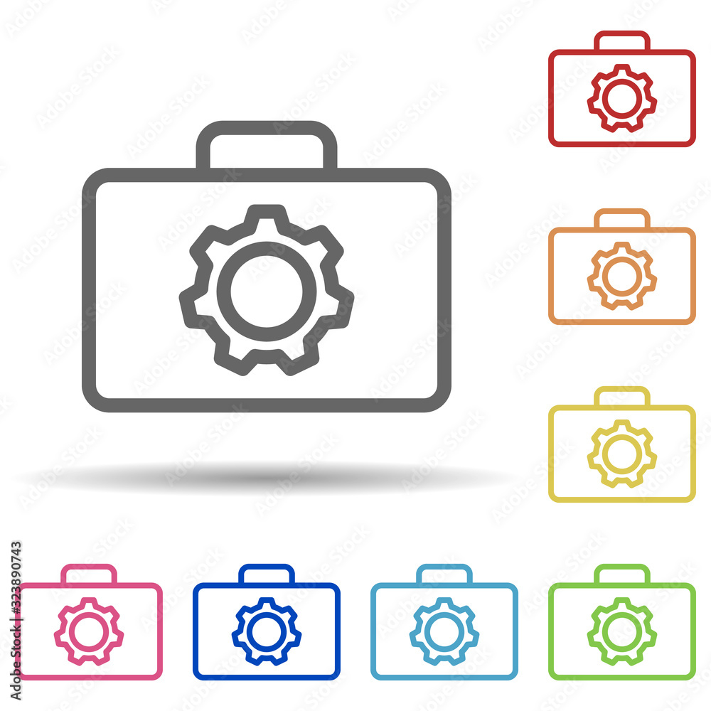 Aufkleber a suitcase with a mechanism in multi color style icon. simple thin line, outline vector of science i