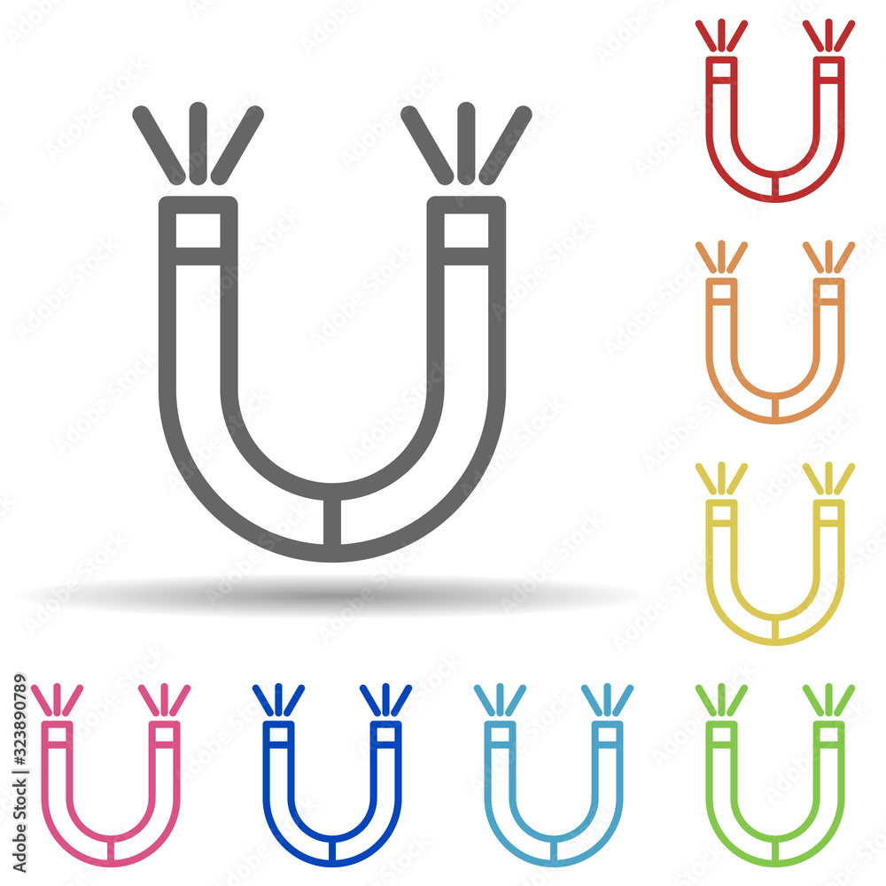 Poster magnet in multi color style icon. simple thin line, outline vector of science icons for ui and ux, w
